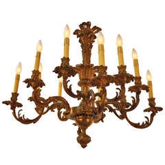 French 19th Century Bronze Chandelier French 19th Century Bronze Chandelier
