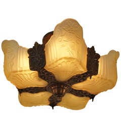 Antique American Flush Mount Chandelier.
