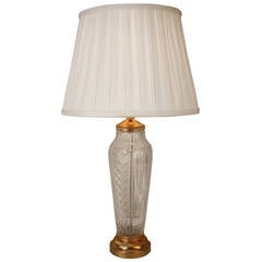 Hand-Cut French Crystal Bronze Base Table Lamp