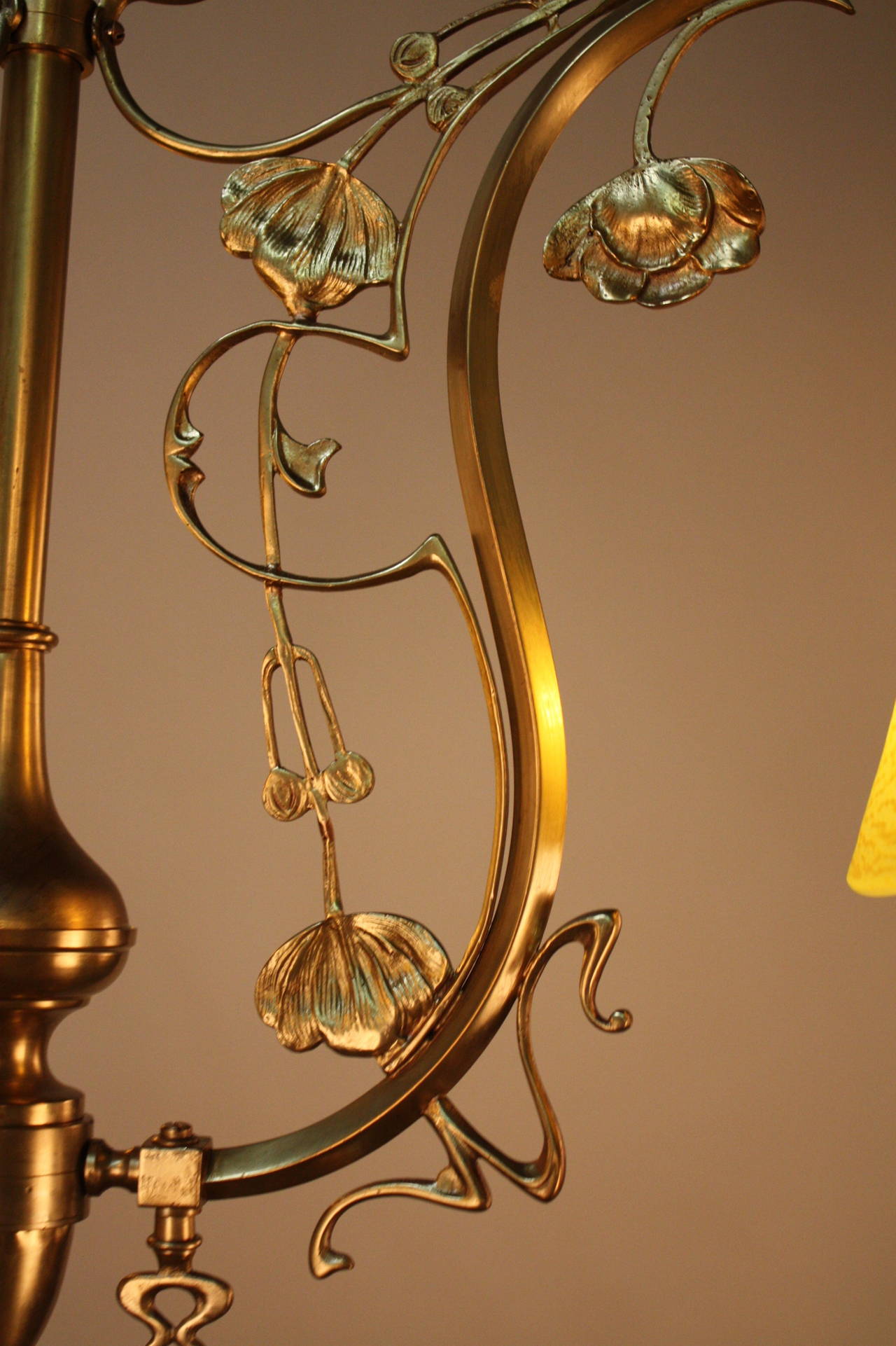 19th Century French Electrified Gas Art Nouveau Chandelier