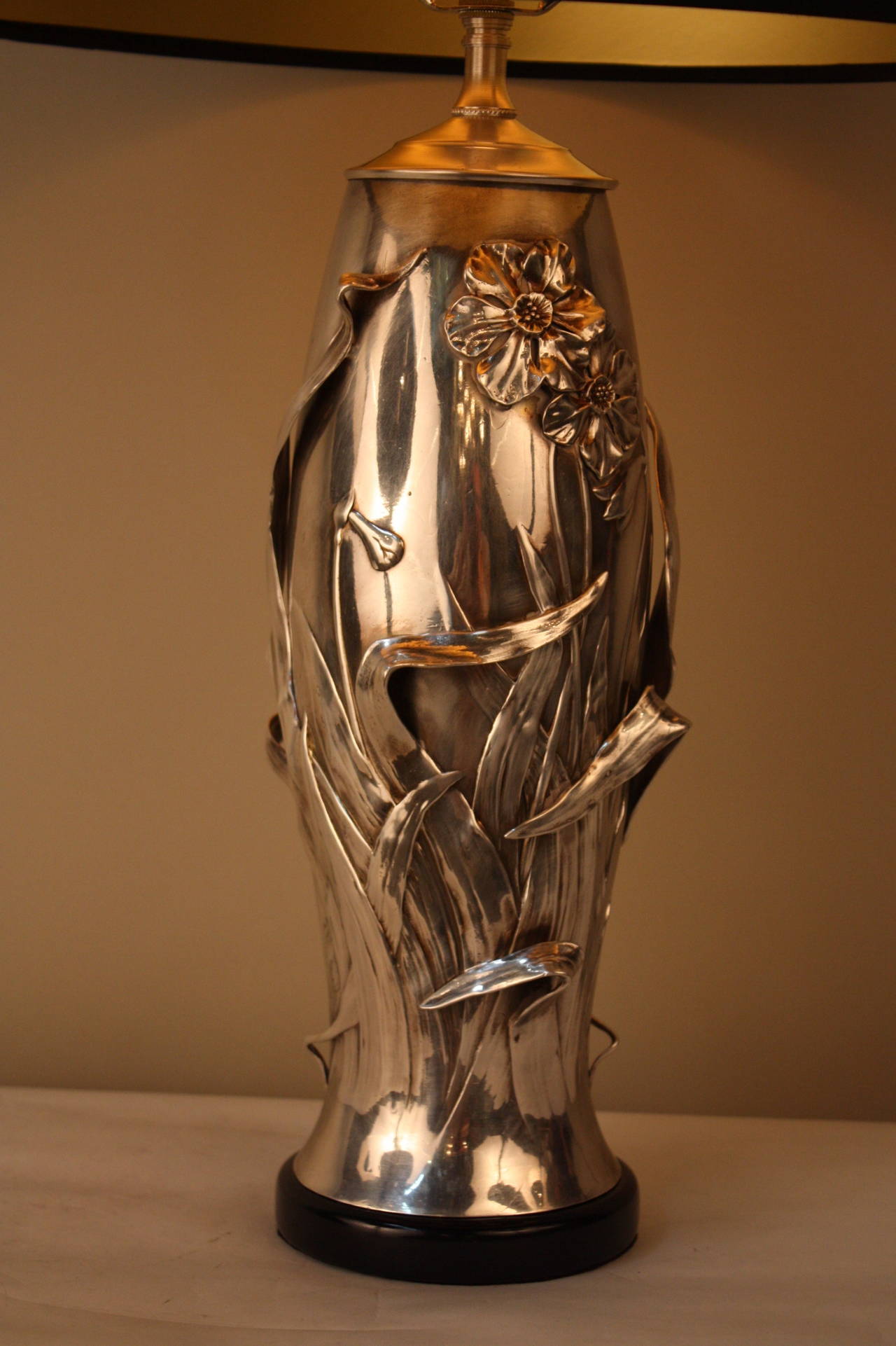 Fabulous Silver Art Nouveau Lamp by Juventa Prima Metal