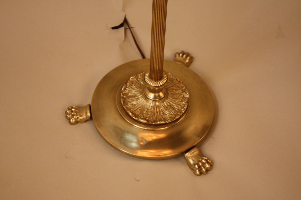 French Bronze Adjustable Floor Lamp with Claw Foot Base