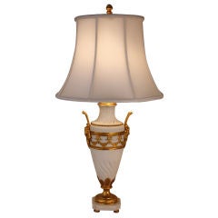 Antique French Bisque And Bronze Dore Table Lamp