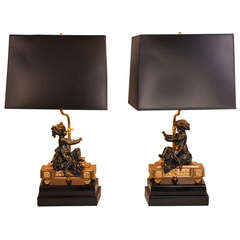 19th c. French Bronze Lamps