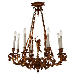 Elegant Italian Art Nouveau Bronze chandelier