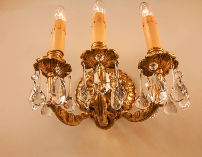Italienische Blattgold Wandleuchter (Kristall)