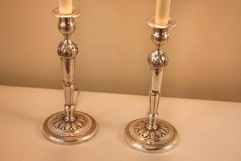 Paire de lampes chandeliers en argent 1