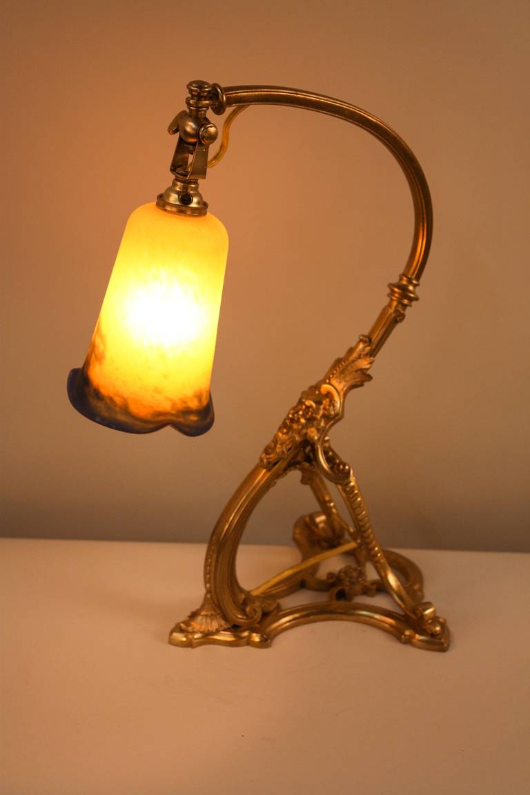 20th Century 1920s French Bronze Desk Lamp by Noverdy