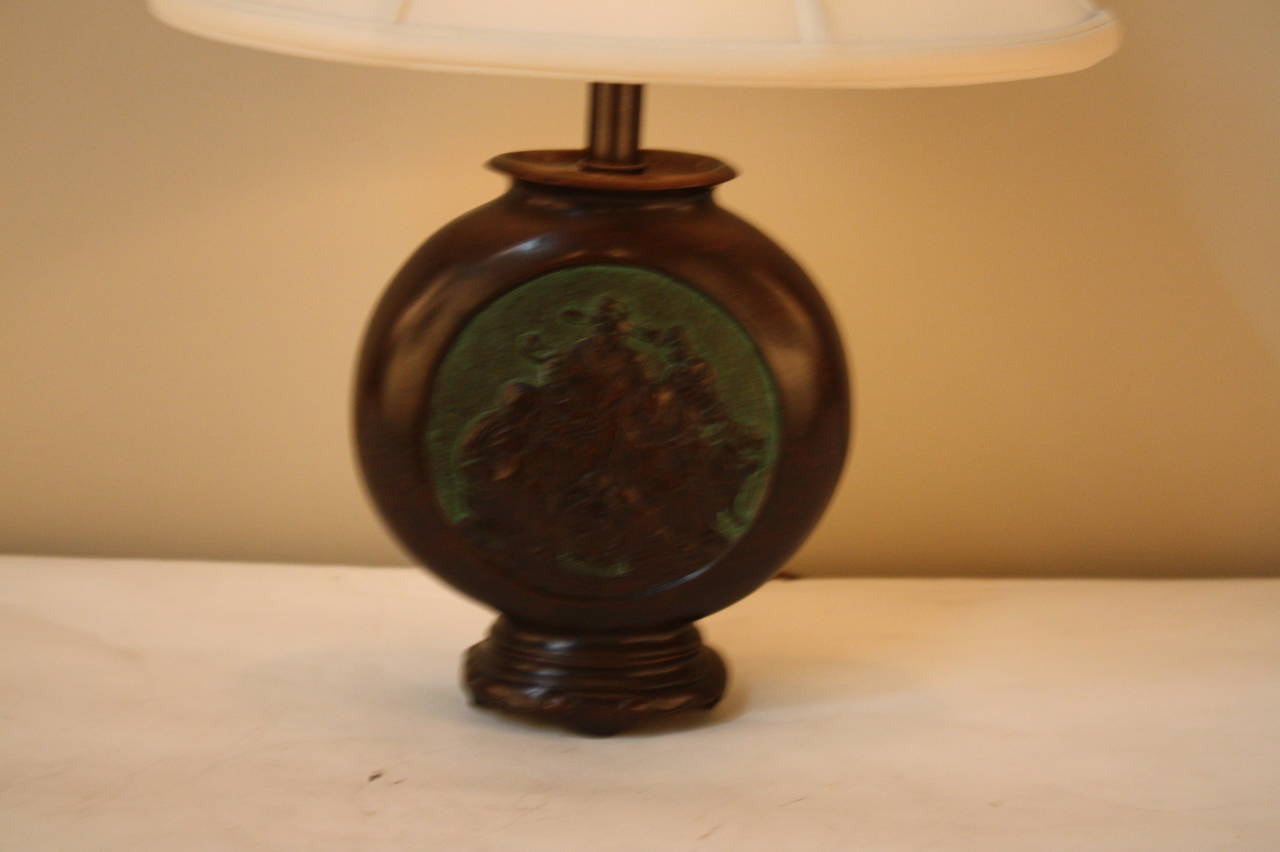 Oriental Oval Shape Bronze Table Lamp
