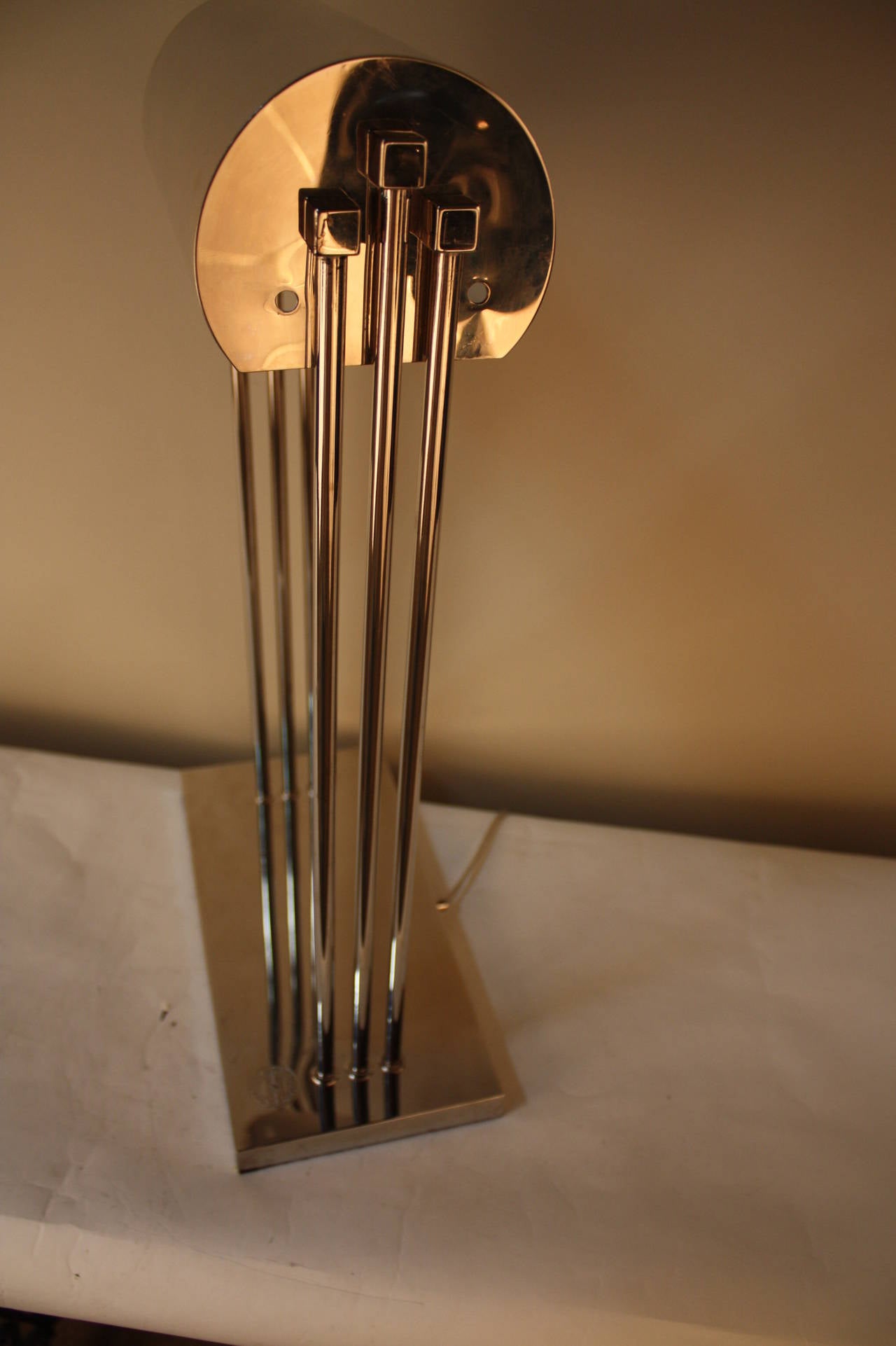 French Nickel Art Deco Desk Lamp by Marcel Breuer 1