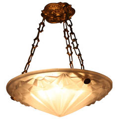 French Art Deco Pendent Light by Degue