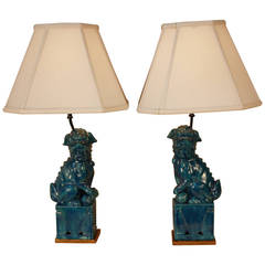 Vintage Pair of Mid-Century Chinese Foo Dog Table Lamps