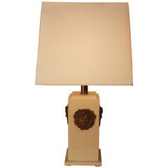 Vintage Beautiful Square French Table Lamp with Medusa Head Logo