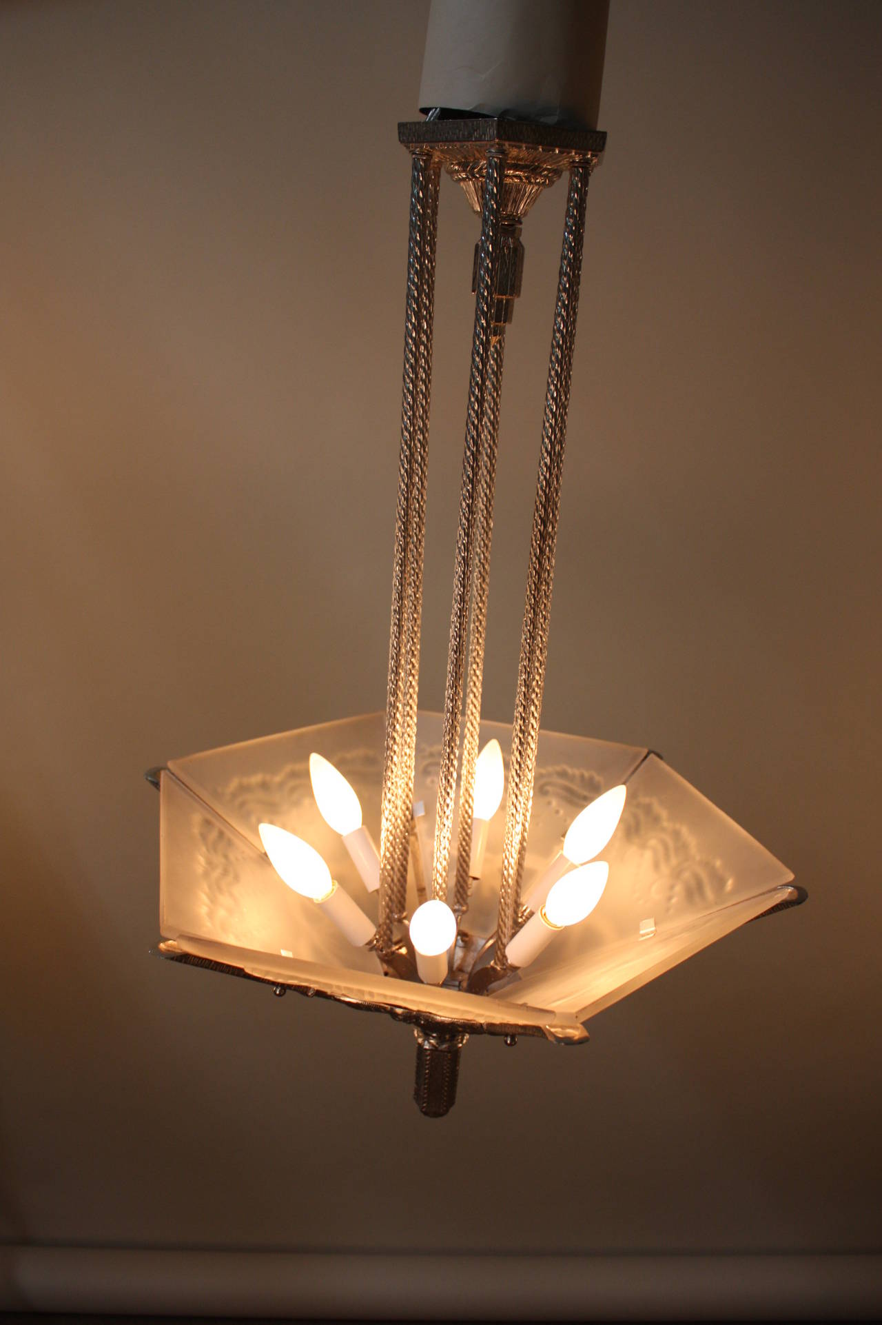 French Art Deco Chandelier by Muller Freres 3