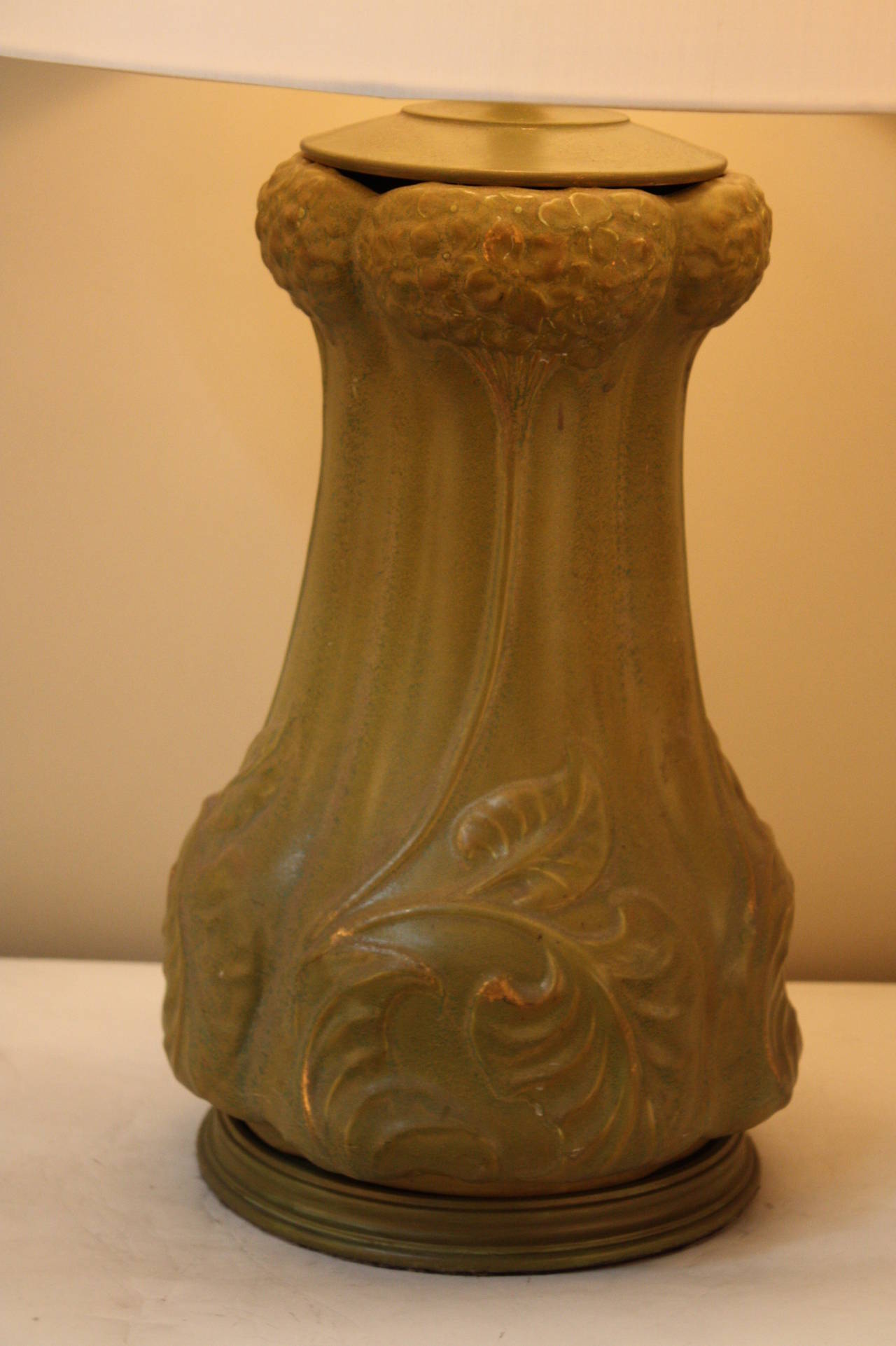 A fabulous ceramic custom-made French table lamp, dating to the Art Nouveau period. 