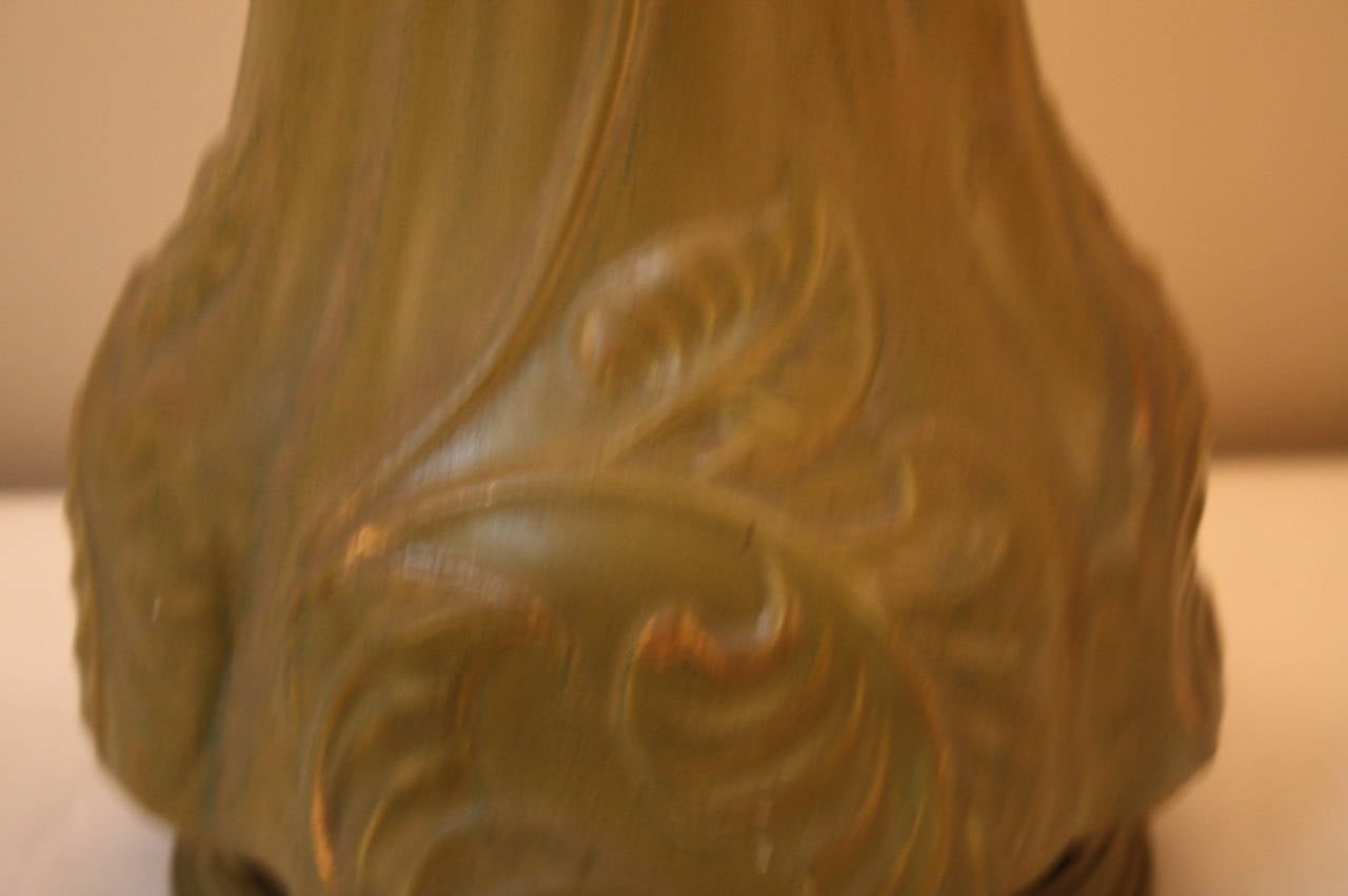 French Art Noveau Ceramic Table Lamp In Good Condition In Fairfax, VA