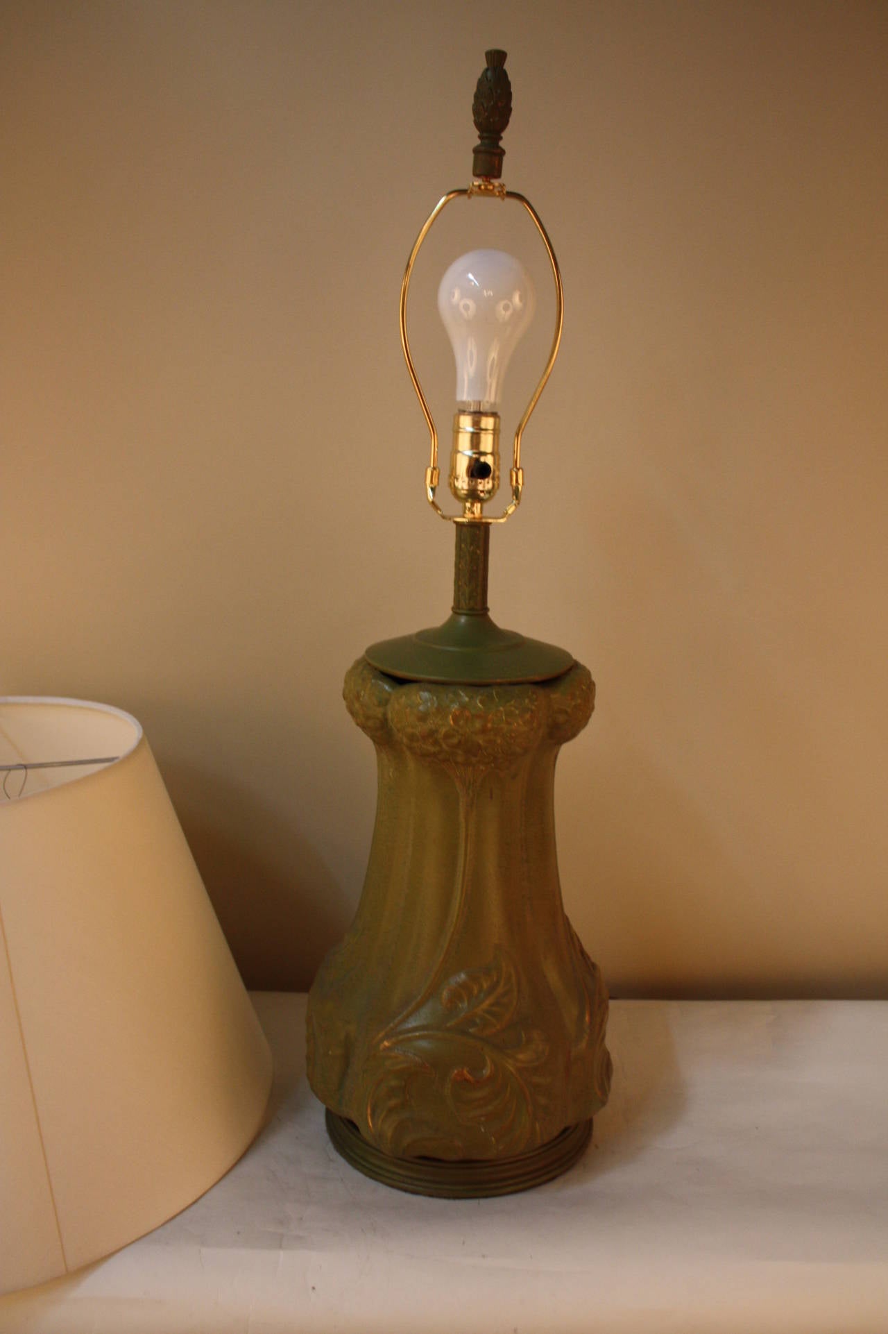 French Art Noveau Ceramic Table Lamp 3