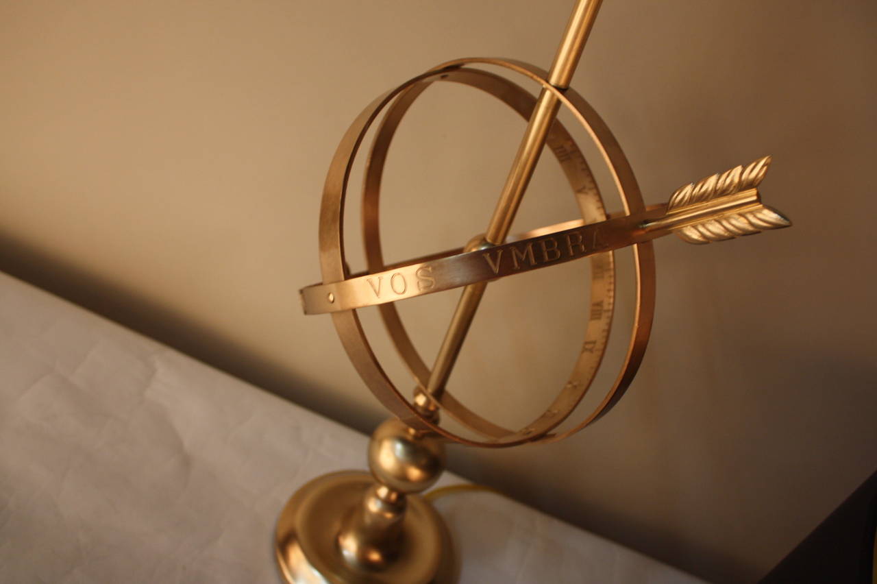French Bronze Table Lamp with Armillary Sphere 1
