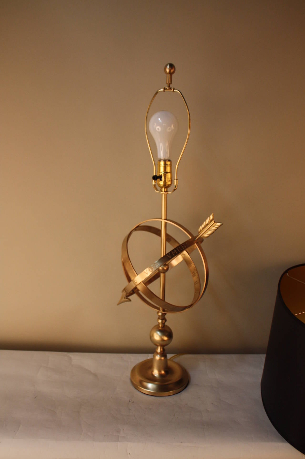 French Bronze Table Lamp with Armillary Sphere 3