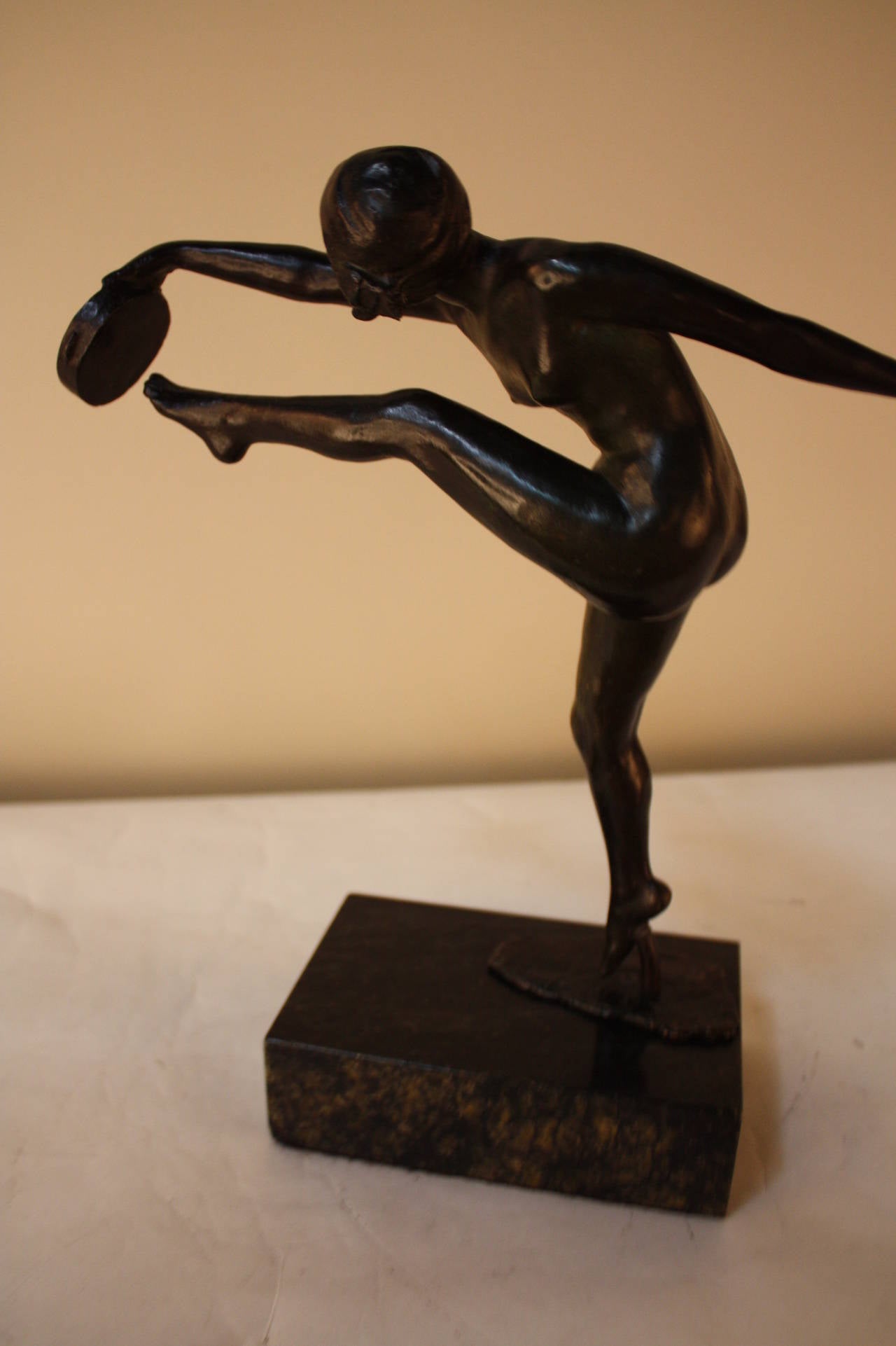 Art Deco Bronze Sculpture of Tambourine Dancer  1
