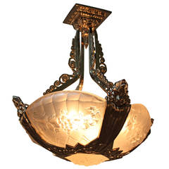 1930s French Art Deco Chandelier by Gilles