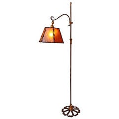 Vintage American Iron and Brass Adjustable Floor Lamp