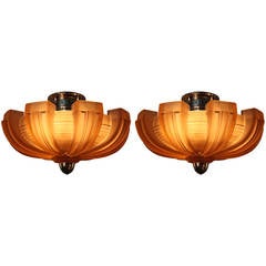 Pair of French Art Deco Flush Mount Chandeliers by Atelier Petitot