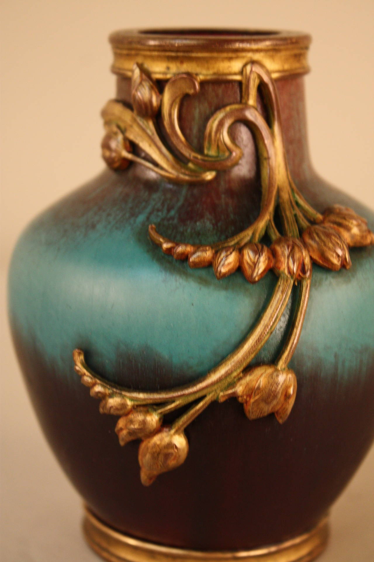 French Art Nouveau Pottery with Bronze Overlay at 1stDibs bronze pottery