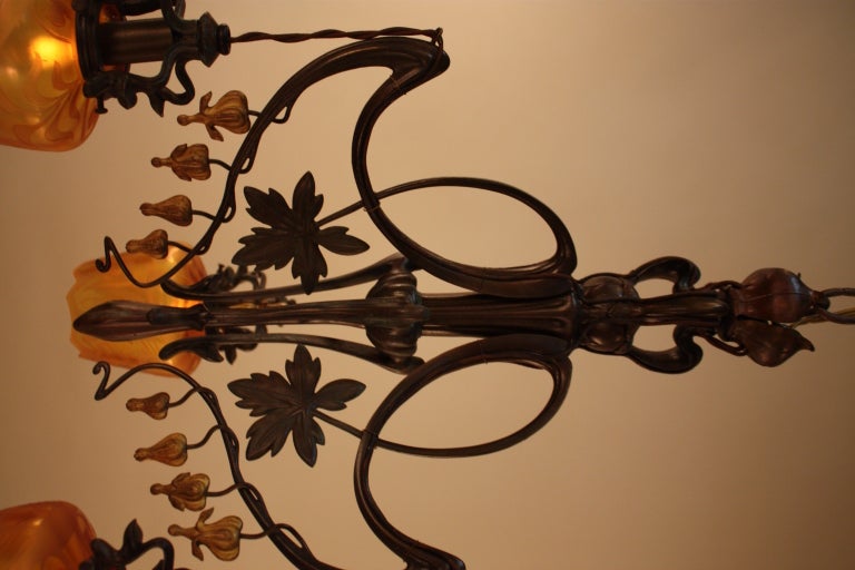 Bronze Art Nouveau Chandelier
