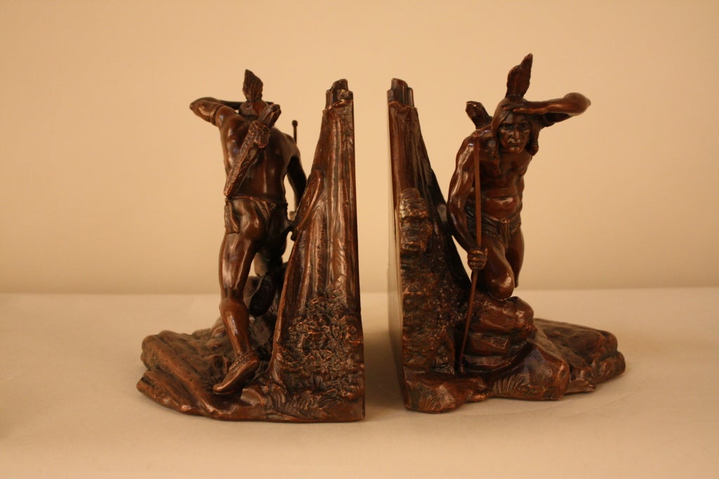 Pair Of American Bronze Bookends