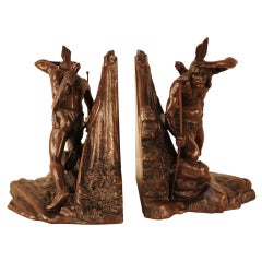 Antique Pair Of American Bronze Bookends