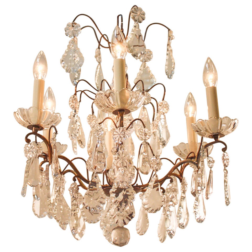 1930s French Crystal Chandelier