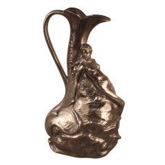 Retro Pewter Vase By J. Garnier