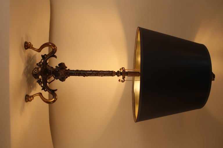THIS BEAUTIFUL LAMP IS MADE OF MODIFIED 19 C BRONZE CANDELABRA
WITH TWO PULL CHAIN SOCKETS
