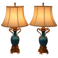 Antique Pair of 19th c. Porcelain Table Lamps