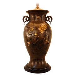 Japanese Meiji Period Bronze Table Lamp