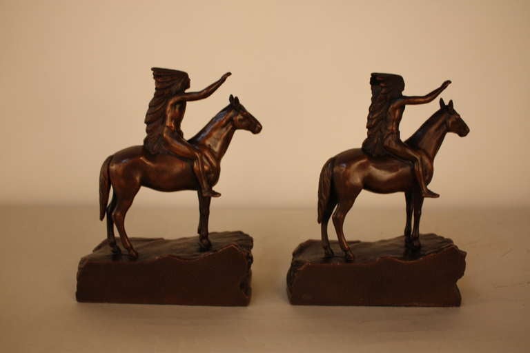 Mid-20th Century Pair of Native American Indian Bookends