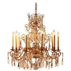 Mid-Century Dore Bronze Chandelier