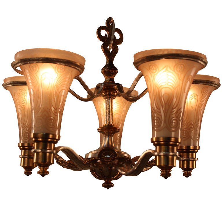 Art Deco Chandelier By Lightolier