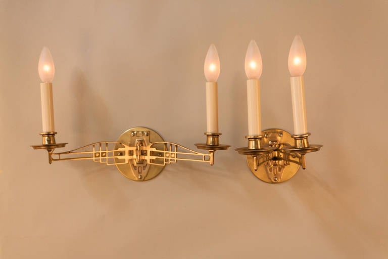Bronze Pair of Piano Wall Sconces
