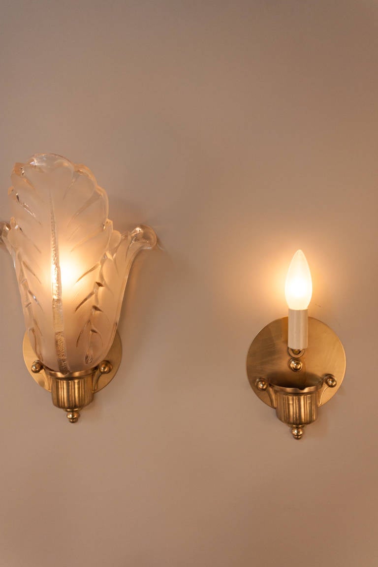 Glass Art Deco Wall Sconces by Ezan