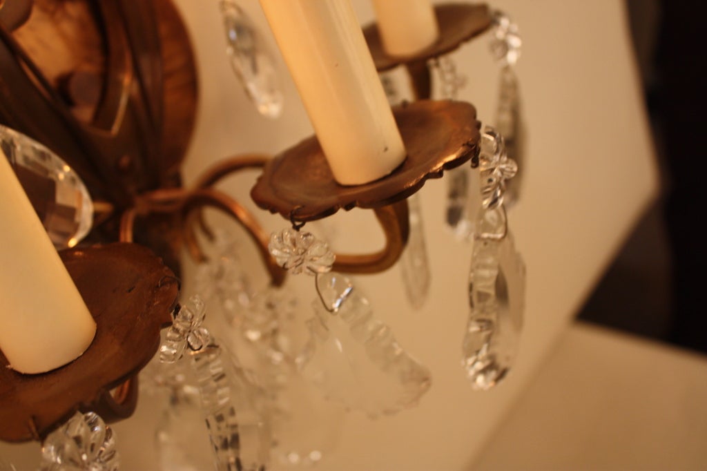 Crystal and Bronze Wall Sconces 1
