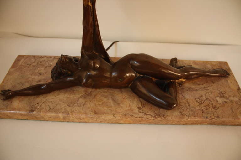 Art Deco  Table Lamp with Nude Figure