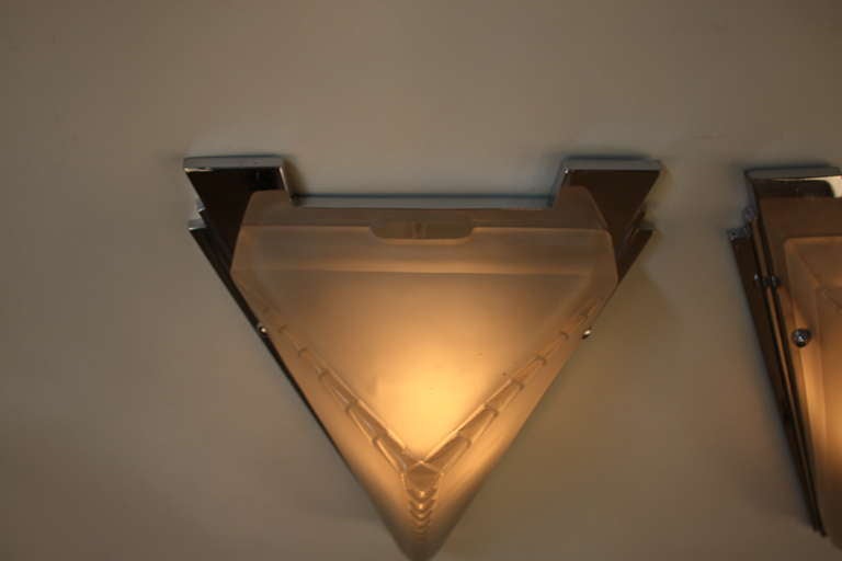 Glass Pair of Art Deco Wall Sconces