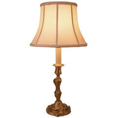 French Bronze Candlestick Lamp