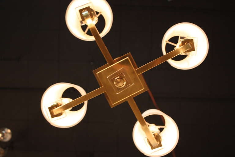 Glass French Chandelier by Jacques Adnet