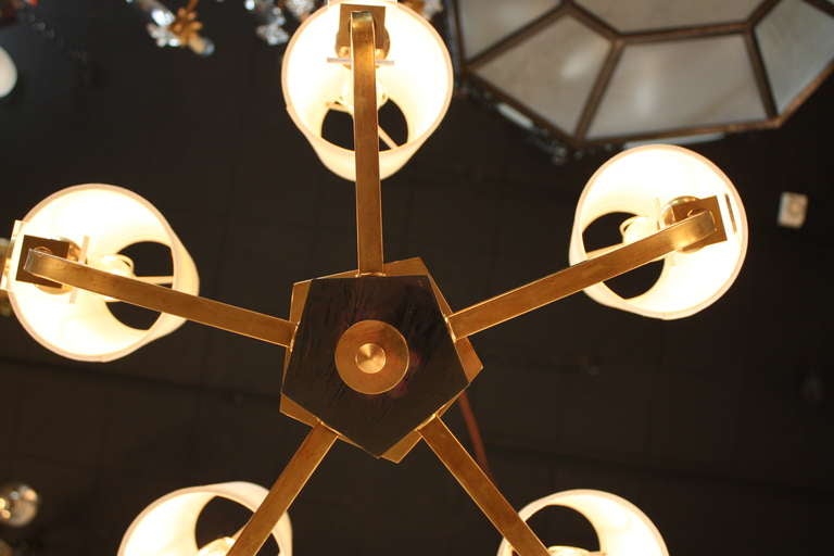 Bronze French Chandelier by Jacques Adnet
