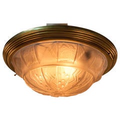 French Art Deco Flush Mount Light by Muller Frères