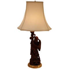 Chinese Carved Wood Lamp