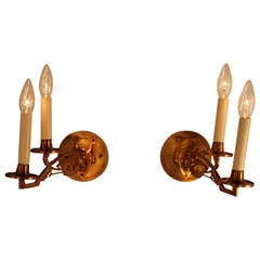 Pair of Art Nouveau Bronze Wall Sconces
